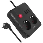 Pikendusjuhe MACLEAN MCE387 B &mdash; 2 pistikupesa, 3&times;USB A, 110&ndash;240V, 1,5 m kaabel, max 2500W