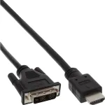 InLine HDMI-DVI-kaabel HDMI-isane / DVI-isane 18+1 must 0,5 m