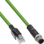 InLine t&ouml;&ouml;stuslik v&otilde;rgukaabel, M12 4-kontaktiline D-kodeeritud isane pistik RJ45-le, PUR 10m