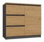 Kummut Top e Shop Topeshop 1D3S ANT/ART BA KPL &mdash; antratsiit ja tamm, 3 sahtlit, puitlaastplaadist raam
