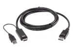 ATEN True 4K 1,8 m HDMI&ndash;DisplayPort-kaabel, 1,8 m, HDMI + USB, DisplayPort, isane, isane, sirge
