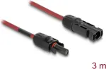 Kaabel DELOCK 90971 p&auml;ikesepaneeli tarvik, 3 m, 4 mm&sup2; sooned, DL4 isane&ndash;emane, 1000 V DC, punane/must