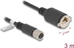 DeLOCK M12 kaabel X-kodeeringuga 8-kontaktiline emane RJ45 pesa k&uuml;lge Cat.6A 3 m must