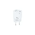 TooQ GAN USB-C/PD seinilaadur 30W, valge, siseruumides, vahelduvvool, valge