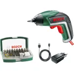 Bosch IXO 5 akutoitel kruvikeeraja 32-osalise otsakukomplektiga, 3,6V Li-Ion 1,5Ah, roheline/must