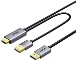 UNITEK HDMI-DisplayPort 4K kaabel USB-A toitega, 1,8 m, must