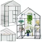 LEAN Mini Balcony Garden Greenhouse 4 Metal Shelves PVC Foil 195 x 143 x 73cm