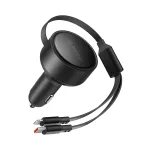 ORICO Dual Stretch 60W USB-C autolaadija kahe sisset&otilde;mmatava kaabliga USB-C + Lightning - Must