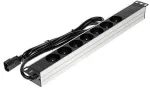 DELTA PD-7/RACK/IEC 19-tolline 1U p&otilde;hiline PDU 7 Schuko pistikupesaga, IEC C14 sisend, 2 m kaabel, 16 A, must