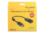 DeLOCK - video-/helikaablite adapter - DisplayPort / HDMI - DisplayPort (M) - HDMI, 19-kontaktiline (W) - 20 cm - (DisplayPort 1.2) - must (62609)