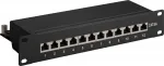 Wentronic Goobay 93796 Cat6a varjestatud 12-pordiline patch-paneel, 1U 19-tolline rack-kinnitus, must