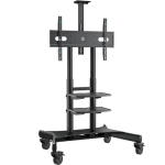 ONKRON TS1881-B liigutatav teleri alus rataste ja riiulitega 50&ndash;86" telerile, kuni 90 kg, VESA 200&times;200&ndash;800&times;500, reguleeritava k&otilde;rgusega, must