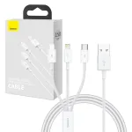 USB-kaabel Baseus SUP0003529 &mdash; USB 3.2 Gen 1 (3.1 Gen 1), 1 m, USB-A kuni USB-C / Micro USB-A / Lightning, valge