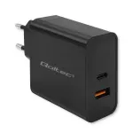 Qoltec 52380 Super Quick PD laadija | 1xUSB-C | 1xUSB | 65W | 5-20V | 1,5-3,25A | Must