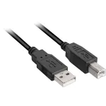 USB 2.0 kaabel, USB-A pistik > USB-B pistik (must, 0,5 meetrit)