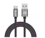 USB-andmekaabel Tellur USB to Type-C 1 m Denim, punutud 1m kaabel laadimiseks ja andmeedastuseks