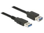 USB 3.2 Gen 1 pikenduskaabel, USB-A pistik > USB-A pesa (must, 2 meetrit, SuperSpeed)