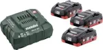 Akude ja laadija komplekt Metabo BASIC SET 3 X LIHD 4.0 AH
