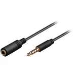 Wentronic Goobay 3,5 mm pistikupikenduskaabel, must, 3 m - 3,5 mm pistik (4-kontaktiline, stereo) > 3,5 mm pesa (4-kontaktiline, stereo) (62480)