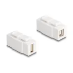 Keystone-moodul DELOCK USB 2.0 t&uuml;&uuml;p-A-pesa t&uuml;&uuml;p-B emaseks, lame, valge, 16,8&times;40&times;22,1 mm