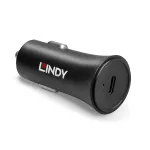 Lindy Single Port USB Type C PD Car Charger, 27W, Auto, Cigar lighter, 12 V, 3 A, Must