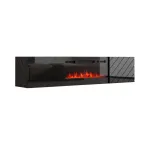 TV kapp cama meble LUXE 301126 sisseehitatud elektrikaminaga, 182,6&times;34,5&times;37,5 cm, must l&auml;ikiv