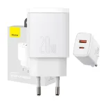 Seinalaadija Baseus Compact 1x USB-A + 1x USB-C 3A, kompaktne reisilaadija