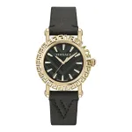 Versace V-Circle Naiste &Scaron;veitsi Kvartskell VE6D00223 40mm Must Sihtkell Nahkrihm
