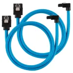 Corsair Premium Sleeved SATA-kaabel nurga all, sinine 60 cm - 2 tk