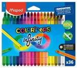 Maped COLOR'PEPS INFINITY kolmnurksed v&auml;rvilised pliiatsid, 36 erinevat v&auml;rvi, puuduv 100% pigmendis&uuml;damik, kestab 10x kauem, ergonoomiline karp 861623