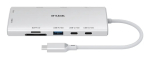 D-Link 10-in-1 USB-C Hub DUP-A01 &mdash; USB 3.2 Gen 1 USB-C host, Gigabit Ethernet, SD/MicroSD, HDMI kuni 3860x2160@60Hz