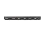 Patch-paneel 1U LANBERG PPS5-1024-B &mdash; 24-port RJ-45 Cat5, metallist, must, riiulile paigaldatav