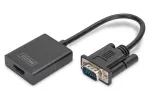 DIGITUS VGA-HDMI muundur + heli (3,5 mm) Full HD (1080p), kaabli t&uuml;&uuml;p 15 cm must