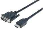 Manhattan HDMI-DVI-D 24+1 kaabel, 3 m, isane-isanele, must, kahe kanaliga, &uuml;hildub DVD-D-ga, eluaegne garantii, v&otilde;rdv&auml;&auml;rne HDDVIMM3M-ga