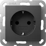 Schuko pistikupesa GIRA System 55 16 A 250 V antratsiit, s&uuml;gavus 29 mm