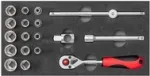 Padrunv&otilde;tmete komplekt gedore red R22150020, 18-osaline padrunv&otilde;tmete komplekt p&otilde;rkmehhanismi ja padrunitega