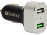 Sandbergi autolaadija 1xQC 3.0+1xUSB2.4A, automaatne, sigaretis&uuml;&uuml;taja, 12 V, alumiinium, must