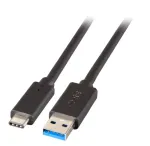 EFB Elektronik USB 3.2 Gen 1 SuperSpeed kaabel, Type-A pistik Type-C pistik, 3A, 5 Gbit/s, 0,5 m, must