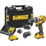 DeWALT DCD703L2T-QW 12 V XR akutrell-kruvikeeraja vahetatavate peadega, 2x 3,0 Ah Li-Ion, 4 pead, 1500 p/min, 10 mm v&otilde;tmeta padrun, 0,9 kg, kollane/must