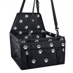 iLike Small Dog & Cat Car Travel Carrier Waterproof & Foldable Black Paw Print