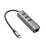 Akyga AK-AD-66 USB-C jaotur 3x USB 3.0 ja Gigabit Ethernetiga, 15 cm, must
