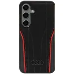 Audi ehtne nahast MagSafe k&otilde;va &uuml;mbris Samsung Galaxy S24 (S921) jaoks - Must/Punane