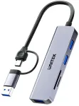 UNITEK 5-in-1 USB-C Hub koos SD ja MicroSD kaardilugejaga, 5 Gbps, Space Grey