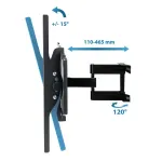 Seinale kinnitatav telerikinnitus Esperanza TITAN 26&ndash;70-tollistele (66&ndash;177,8 cm), kallutus &plusmn;15&deg;, p&ouml;&ouml;ramine 120&deg;, VESA kuni 400&times;400, max koormus 55 kg, must