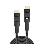 Lindy 10 m fiiberoptiline h&uuml;briid-Mini DisplayPort 1.4 kaabel eemaldatavate DP-pistikutega