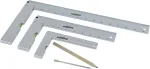 Br&uuml;der Mannesmann M81210 5-osaline nurgikukomplekt koos kirjutiga, karastatud teras, meeterm&otilde;&otilde;dustik, 100 mm leht, 0-180&deg; nurgam&otilde;&otilde;tja, 45&deg; kaldnurk, tsentrinurk, plastkarp 0418002