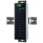 EXSYS EX-1110HMVS-WT t&ouml;&ouml;stuslik 10-pordiline USB 3.2 Gen 1 jaotur, DIN-liinile kinnitatav, metall, 5Gbps
