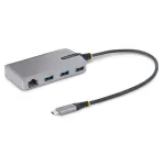StarTech.com 3-pordiline USB-C jaotur Ethernetiga - 3x USB-A porti, Gigabit Ethernet RJ45, USB 3.0 5Gbps, siiniv&otilde;imsusel, 1ft/30cm pikk kaabel - kaasaskantav s&uuml;learvuti USB USB-C jaoturi adapter GbE-ga