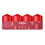 Bolsius silinderk&uuml;&uuml;nlad &Oslash;60x40 mm, punased, 4 tk