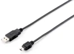 Equip USB 2.0 T&uuml;&uuml;p A to Mini-B kaabel, 1.8m, 1.8 m, USB A, Mini-USB B, USB 2.0, Male/Male, Must